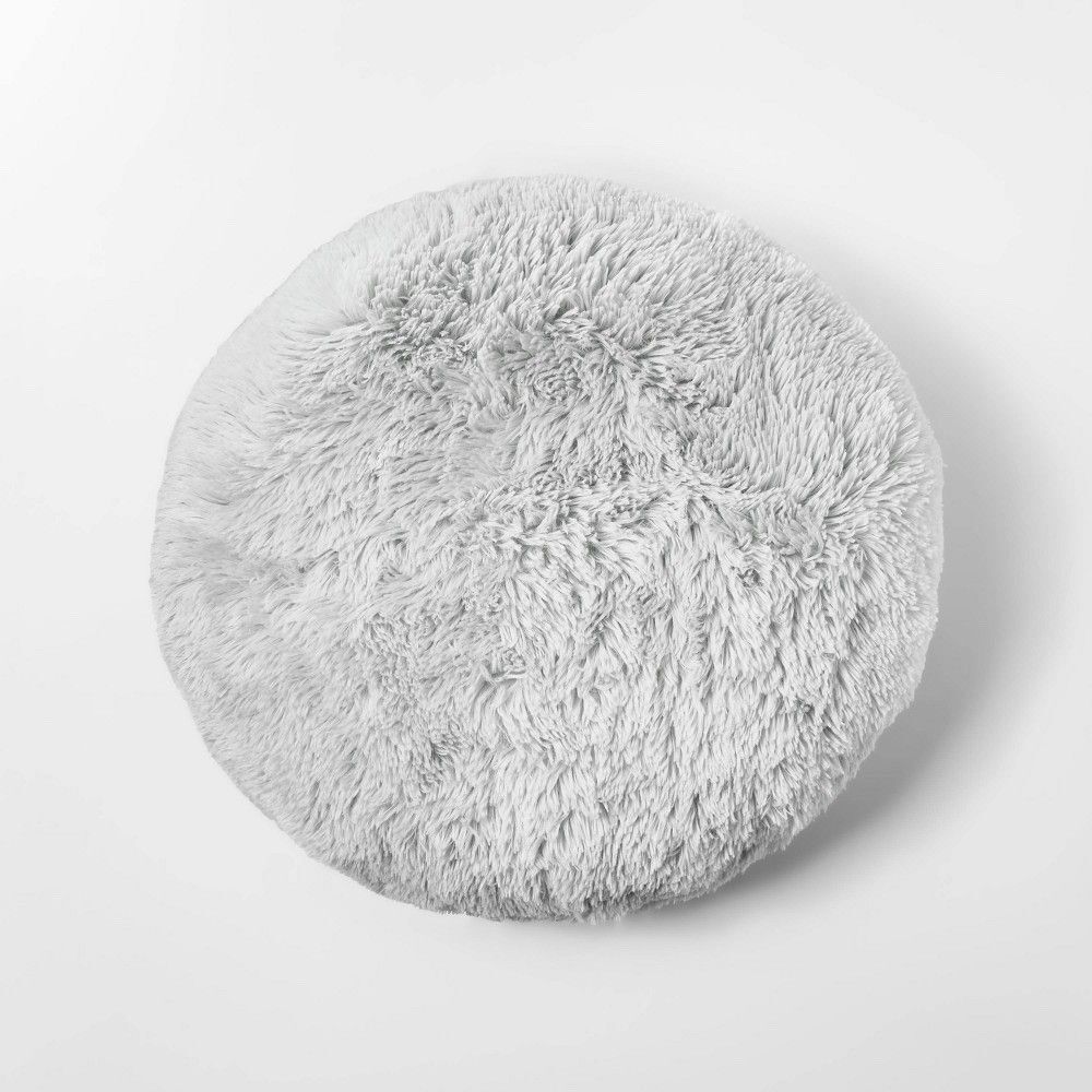 Pillowfort Kids Faux Fur Floor Pillow Gray Plush Bedroom Decor New